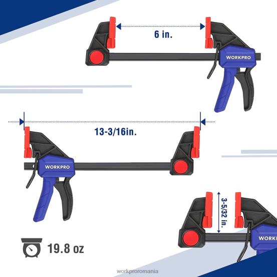 2 bucăți cleme de bară pentru prelucrarea lemnului, clemă/împrăștiere cu o singură mână de 300 lbs pentru sarcini medii WORKPRO 2HX80123 util instrument