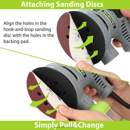 Slefuitor orbital aleatoriu electric de 2,5 amperi de 5 inchi, 6 viteze variabile de la 7000 la 14000 rpm WORKPRO 2HX80233 util instrument