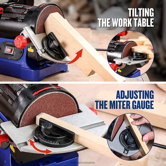 mașină de șlefuit cu bandă cu discuri, curea de 1 in. x 30 in. și disc de șlefuit de 5 inchi, inclusiv 6 bucăți de șmirghel WORKPRO 2HX80237 util instrument