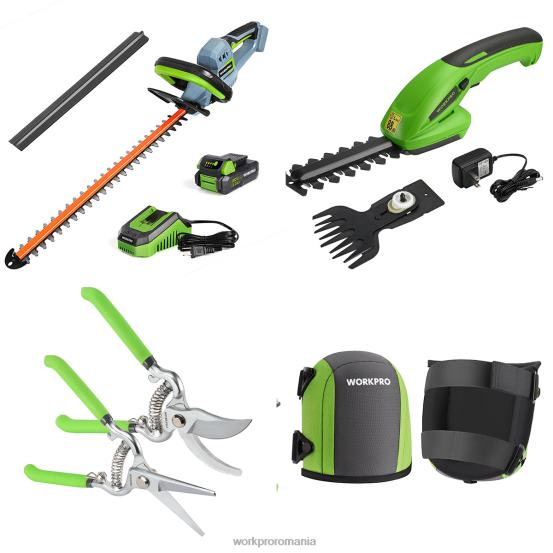 Mașină de tuns gard viu fără fir de 20 V și mașină de tuns gard viu portabil 2 în 1 și foarfece de tăiat din 2 piese și genunchiere de grădină WORKPRO 2HX80320 morden instrument
