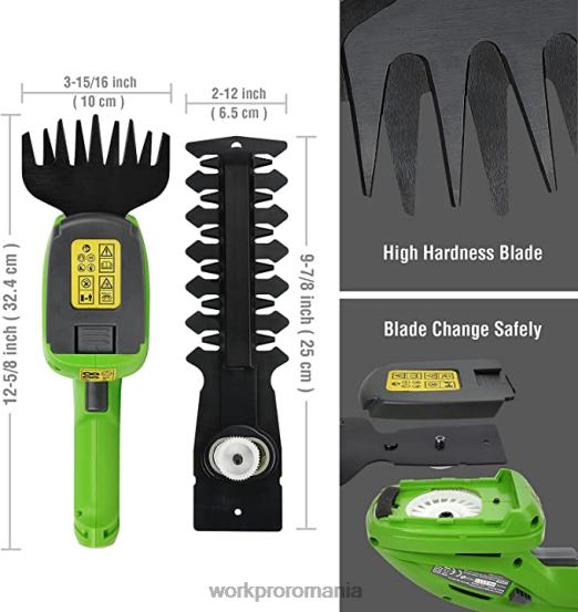 Mașină de tuns gard viu fără fir de 20 V și mașină de tuns gard viu portabil 2 în 1 și foarfece de tăiat din 2 piese și genunchiere de grădină WORKPRO 2HX80320 morden instrument