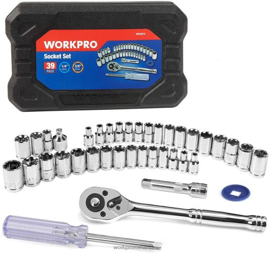 39 buc set de scule mecanice pentru cheie cu dublă cu cutie de scule metrică și sae WORKPRO 2HX80310 util instrument