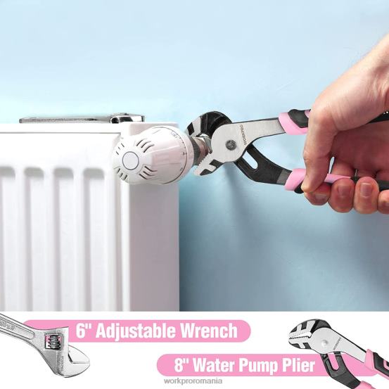 Set de scule de 52 buc, set de instrumente de acasă pentru femei cu cutie de scule de depozitare, set de instrumente de bază - panglică WORKPRO 2HX80249 roz instrument