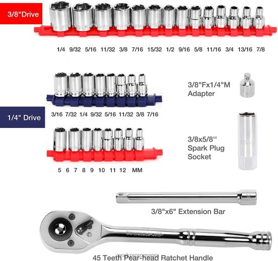 Set de scule mecanice de 87 buc, trusă de scule de mână cu cutie de scule de depozitare WORKPRO 2HX80305 morden instrument