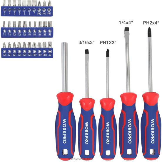 Set de scule mecanice de 87 buc, trusă de scule de mână cu cutie de scule de depozitare WORKPRO 2HX80305 morden instrument