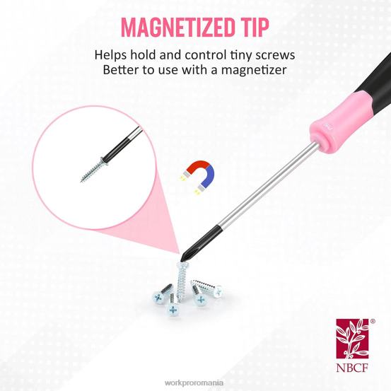 Set de șurubelnițe de precizie 10 buc, cu husă, phillips, crestat, stea torx, kit de reparare șurubelnițe mici cu vârf magnetic WORKPRO 2HX80255 roz instrument