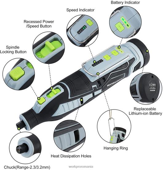 Trusă de scule rotative fără fir de 12 V pentru lucrare manuală și bricolaj WORKPRO 2HX80226 morden instrument