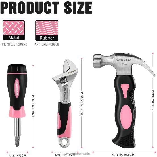 Trusă de unelte de uz casnic pentru femei cu 10 buc set de suport pentru bucăți de șurubelniță WORKPRO 2HX80243 roz instrument