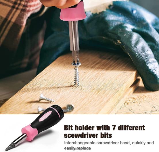 Trusă de unelte de uz casnic pentru femei cu 10 buc set de suport pentru bucăți de șurubelniță WORKPRO 2HX80243 roz instrument