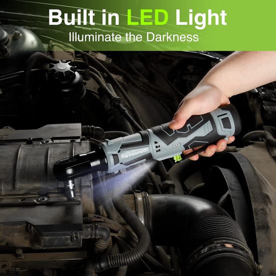 cheie electrică cu clichet fără fir, 12v 40 ft-lbs cheie electrică cu clichet 9 buc. WORKPRO 2HX80227 util instrument