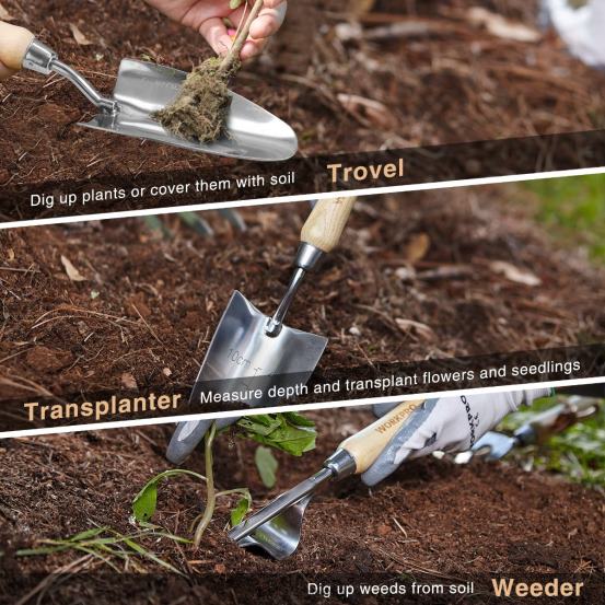unelte de grădinărit set 7 buc, unelte de grădinărit rezistente din oțel inoxidabil WORKPRO 2HX80252 roz instrument