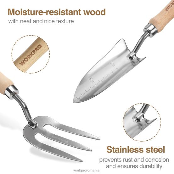 unelte de grădinărit set 7 buc, unelte de grădinărit rezistente din oțel inoxidabil WORKPRO 2HX80252 roz instrument