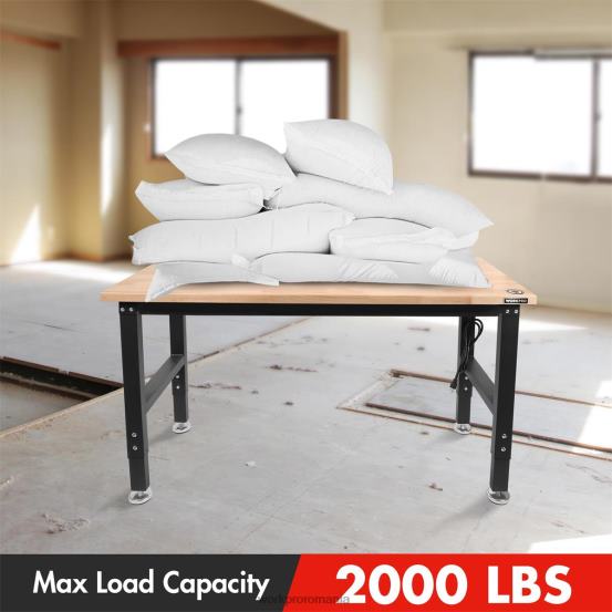 banc de lucru reglabil 2000 lbs capacitate de încărcare masă de lucru din lemn de esență tare cu prize de curent WORKPRO 2HX801 util depozitare