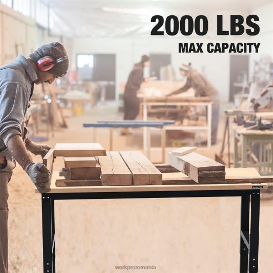 banc de lucru reglabil 2000 lbs capacitate de încărcare masă de lucru din lemn de esență tare cu prize de curent WORKPRO 2HX801 util depozitare