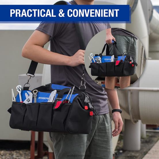 Geantă de depozitare pentru instrumente de 18 inchi, cu gura largă, cu curea de umăr reglabilă WORKPRO 2HX8027 util depozitare