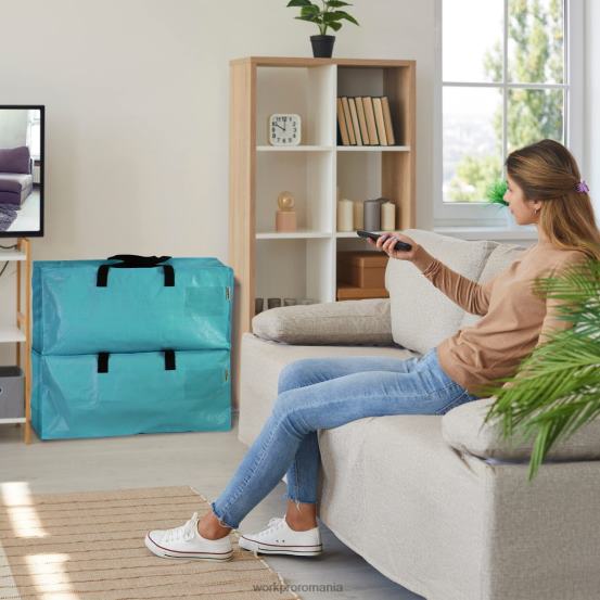 Pachet de 6 genți tote pentru depozitare, foarte mari, cu fermoare și mânere de transport, curele pentru rucsac WORKPRO 2HX80142 roz/albastru depozitare