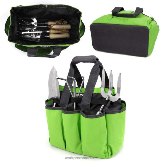geanta pentru scule de gradina, geanta de depozitare tote de gradina cu 8 buzunare, organizator de casa pentru gradinarit interior si exterior WORKPRO 2HX80256 roz/verde depozitare