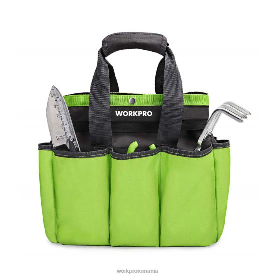 geanta pentru scule de gradina, geanta de depozitare tote de gradina cu 8 buzunare, organizator de casa pentru gradinarit interior si exterior WORKPRO 2HX80256 roz/verde depozitare