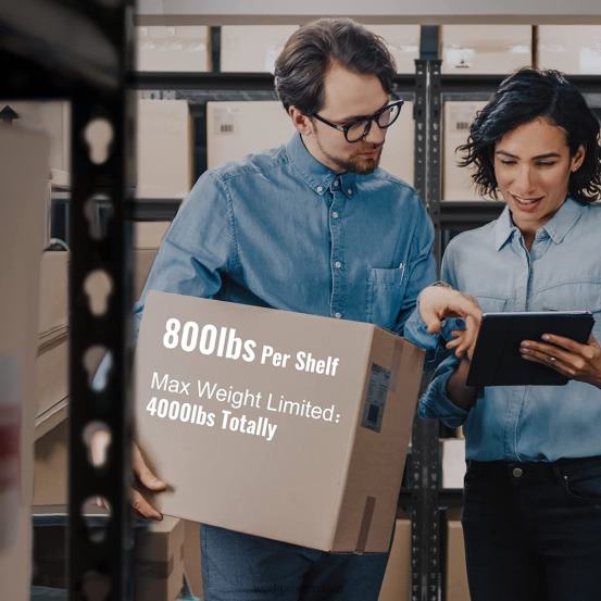 Raft metalic cu 5 niveluri, suport de depozitare reglabil pentru sarcini grele WORKPRO 2HX807 negru depozitare