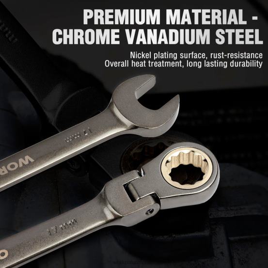 Set de chei combinate cu clichet cu cap flexibil, 8 buc, cu geanta organizatoare WORKPRO 2HX8086 util instrument