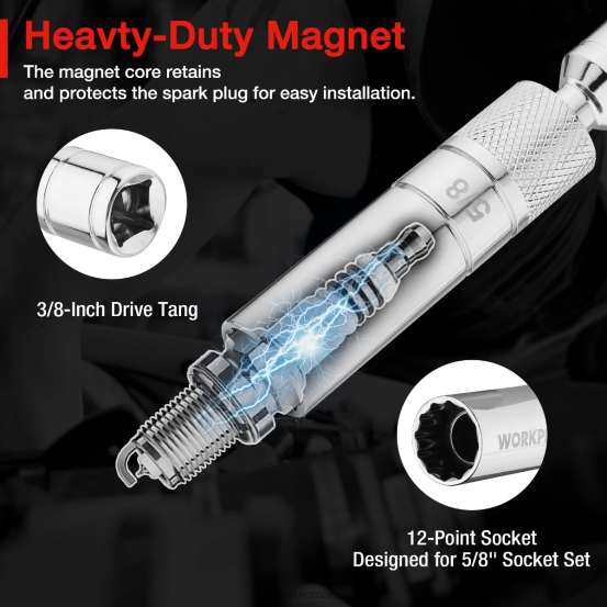 bujie magnetică pivotantă cu priză de perete subțire WORKPRO 2HX80147 util instrument