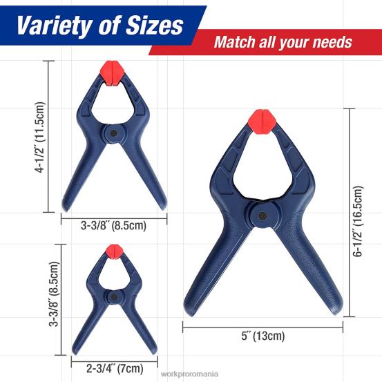 Set de cleme cu arc din nailon de 16 buc pentru studiouri de fotografie de prelucrare a lemnului și lucrări de bricolaj WORKPRO 2HX80119 albastru instrument