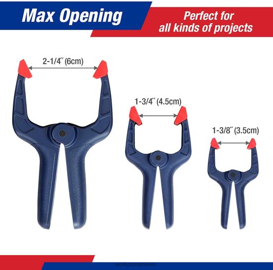 Set de cleme cu arc din nailon de 16 buc pentru studiouri de fotografie de prelucrare a lemnului și lucrări de bricolaj WORKPRO 2HX80119 albastru instrument