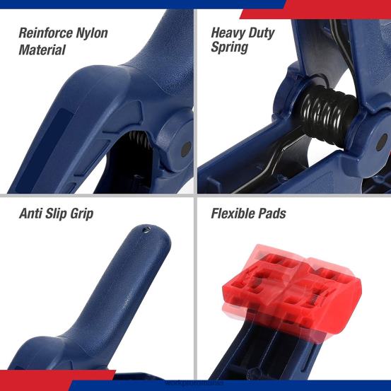 Set de cleme cu arc din nailon de 16 buc pentru studiouri de fotografie de prelucrare a lemnului și lucrări de bricolaj WORKPRO 2HX80119 albastru instrument