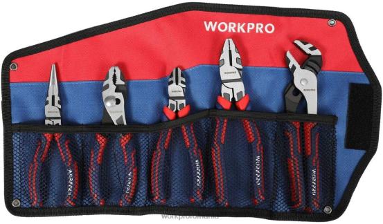 Set de clești de construcție premium cr-v de 5 buc cu husă de depozitare WORKPRO 2HX8066 util instrument