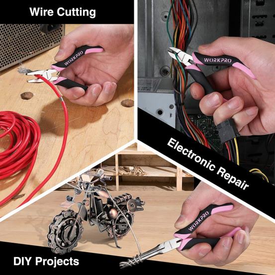 Set mini clesti 6 buc cu husa WORKPRO 2HX8065 roz instrument