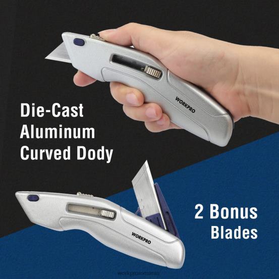 cuțit utilitar retractabil și cutie de siguranță autoretractabilă cu 2 lame suplimentare incluse WORKPRO 2HX8041 morden instrument