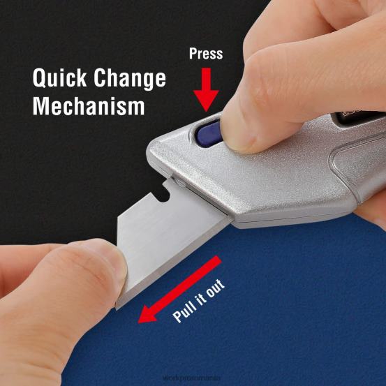 cuțit utilitar retractabil și cutie de siguranță autoretractabilă cu 2 lame suplimentare incluse WORKPRO 2HX8041 morden instrument