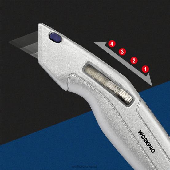 cuțit utilitar retractabil și cutie de siguranță autoretractabilă cu 2 lame suplimentare incluse WORKPRO 2HX8041 morden instrument