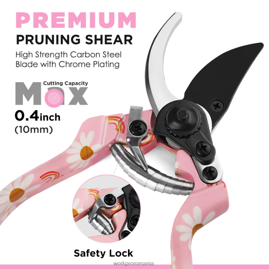 Set de 4 unelte de grădină din aluminiu WORKPRO 2HX80285 alb/roz instrument