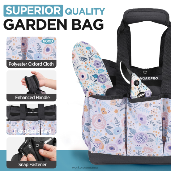 Set de instrumente de grădinărit de 5 bucăți din aluminiu WORKPRO 2HX80284 alb/roz instrument