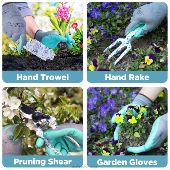 Set de instrumente de grădinărit de 5 bucăți din aluminiu WORKPRO 2HX80284 alb/roz instrument