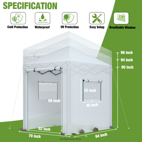 seră portabilă walk-in WORKPRO 2HX80289 util instrument
