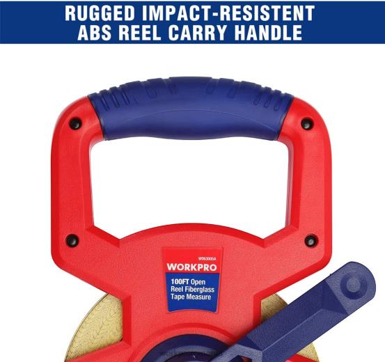 Bandă de măsurare cu bobina deschisă cu lamă dublă din fibră de sticlă acoperită cu nailon, 100 de picioare WORKPRO 2HX80109 nou instrument