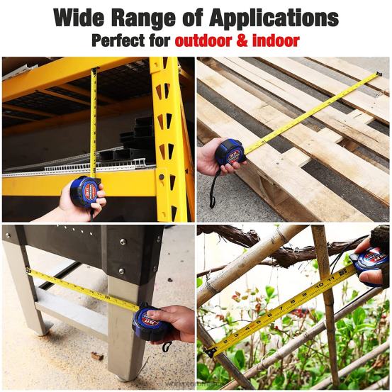 Bandă de măsurare de 25 ft, 1/8 fracții și 1/32 de precizie bandă de măsurare ușor de citit, bandă de măsurare retractabilă cu acoperire din nailon WORKPRO 2HX80105 util instrument