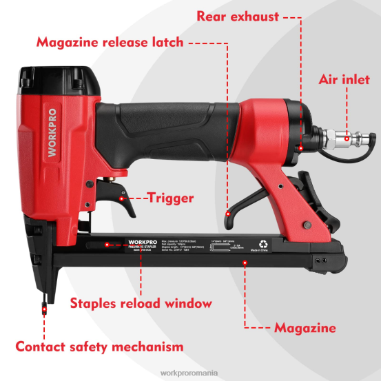 pistol de capsare pneumatic, capsator tapiterie 8016/7116 WORKPRO 2HX80182 morden instrument