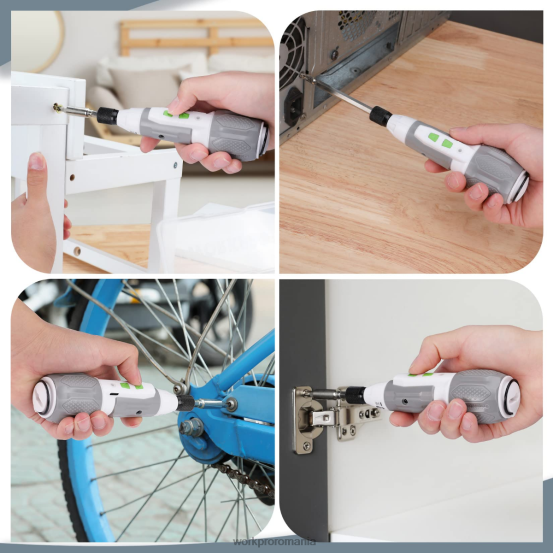 Kit de șurubelniță cu acumulator litiu-ion reîncărcabil USB de 4 V fără fir WORKPRO 2HX80236 roz/alb instrument