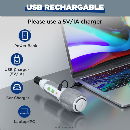 Kit de șurubelniță cu acumulator litiu-ion reîncărcabil USB de 4 V fără fir WORKPRO 2HX80236 roz/alb instrument