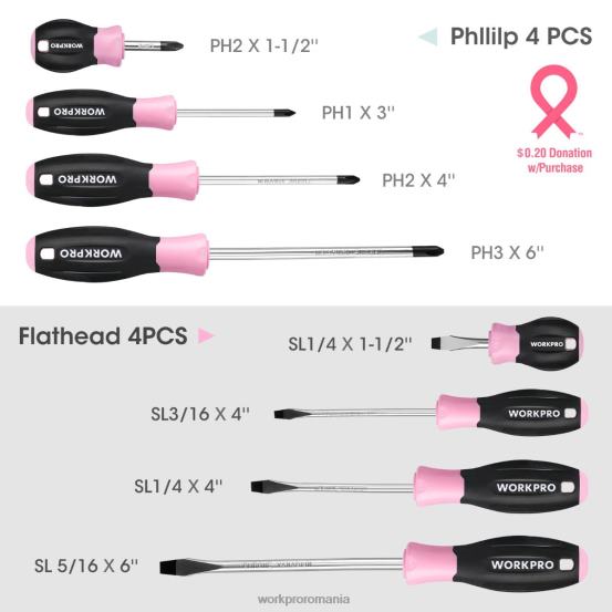Set de 8 șurubelnițe magnetice cu suport organizator WORKPRO 2HX80247 util instrument