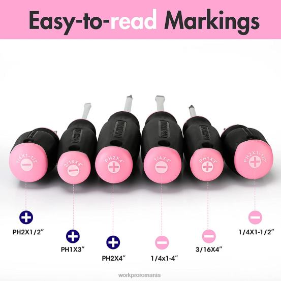 Set șurubelnițe magnetice 6 buc WORKPRO 2HX80244 roz instrument