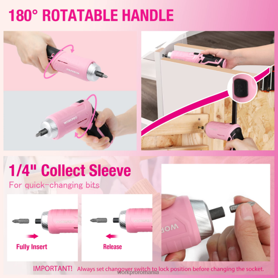 Trusă de instrumente pentru acasă 18 buc WORKPRO 2HX80102 roz/albastru instrument