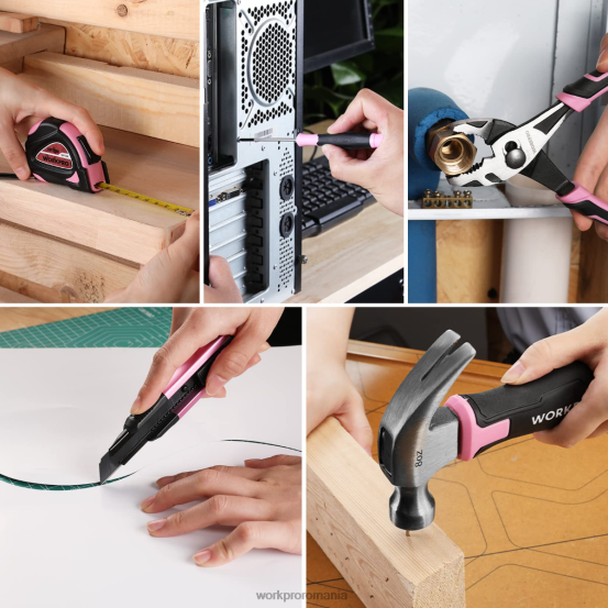 Trusă de instrumente pentru acasă 18 buc WORKPRO 2HX80102 roz/albastru instrument