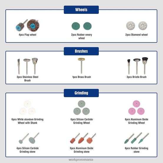 Kit de accesorii pentru scule rotative de 276 buc pentru tăiere sculptură și lustruire montare universală WORKPRO 2HX80191 morden instrument