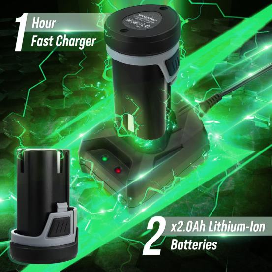 Polizor tampon auto fără fir de 6 inci cu acțiune dublă cu 2 baterii reîncărcabile de 12 V WORKPRO 2HX80238 morden instrument