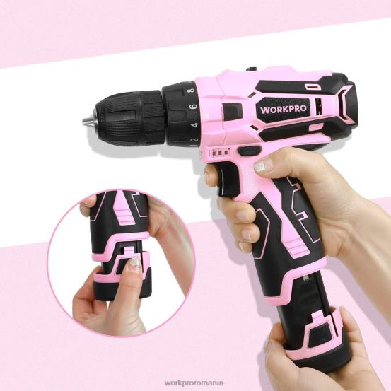 Baterie de schimb litiu-ion de 12 V pentru mașină de găurit cu acumulator de 12 V WORKPRO 2HX80223 roz instrument