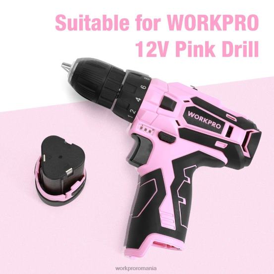 Baterie de schimb litiu-ion de 12 V pentru mașină de găurit cu acumulator de 12 V WORKPRO 2HX80223 roz instrument